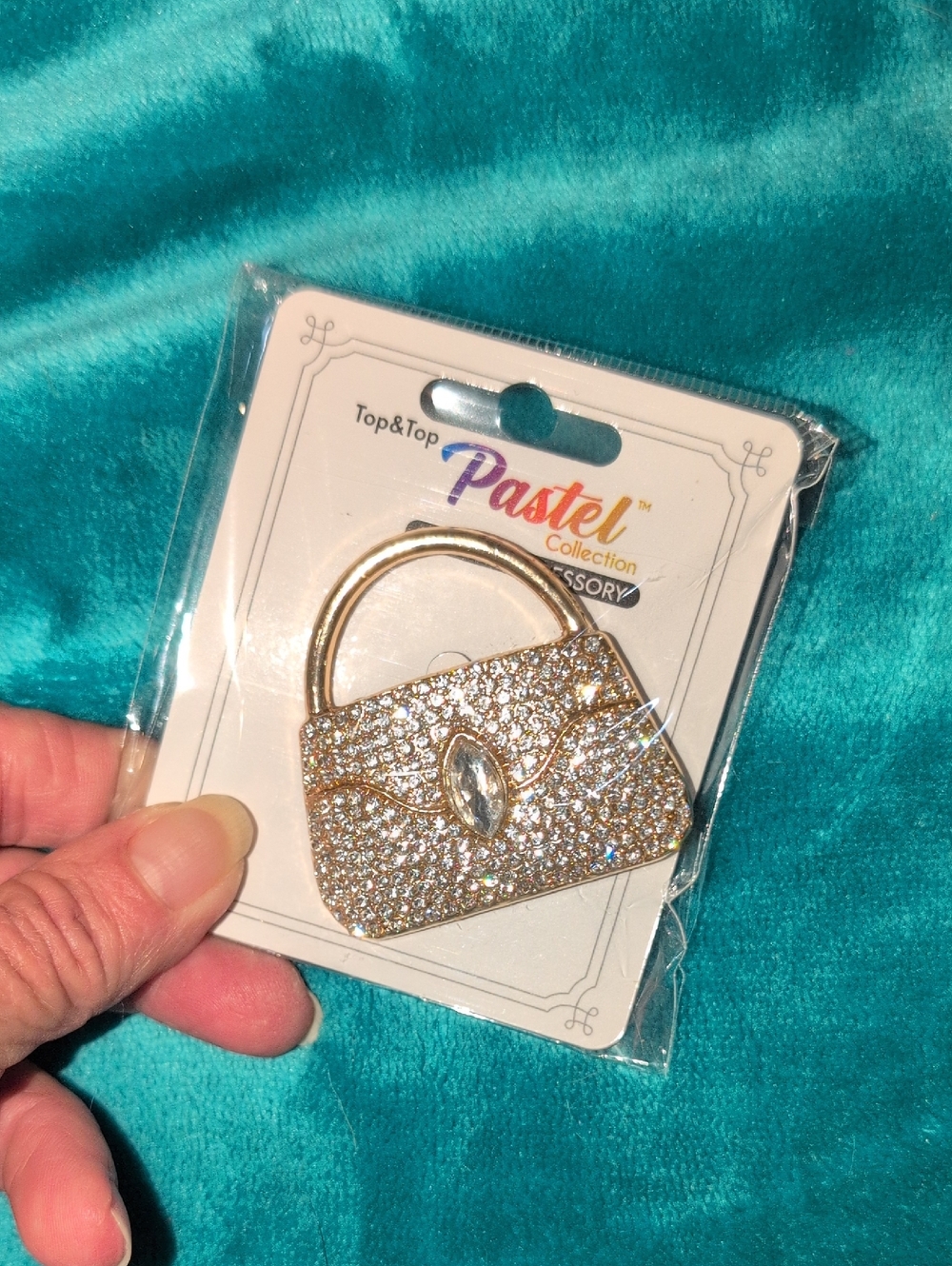 Gold Crystal Handbag Pin - Decorative Accent Brooch - NWT